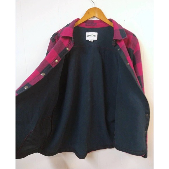 Orvis WM XXL Shacket Red Black Buffalo Plaid Pockets Snap Closure - Picture 4 of 8